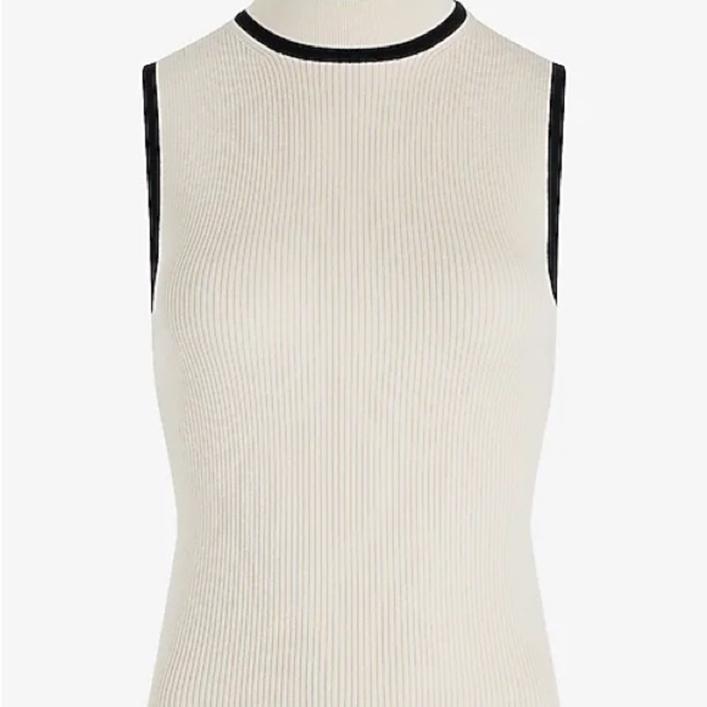 Express, Silky Soft Fitted Tipped Mock Neck Sweater Tank